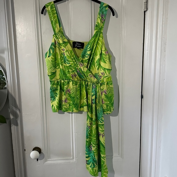 Green Printed Nina Parker Women's Plus Size Tank Top (1X) - Picture 3 of 4